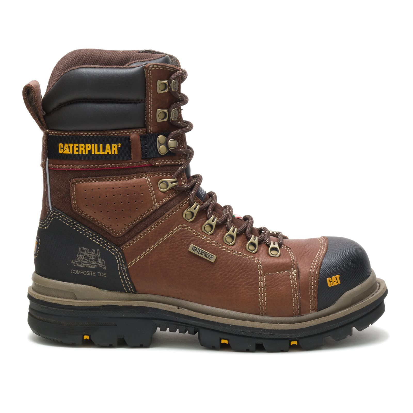 Caterpillar Men's Hauler 8" Waterproof Composite Toe Csa Work Boots Brown CAT-30562